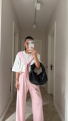 Pembe Fular Detaylı Pantolon Takım