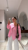 Pembe Geniş Yaka Detaylı Gömlek 