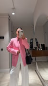 Pembe Hakim Yaka Tek Düğmeli Blazer Ceket