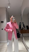 Pembe Hakim Yaka Tek Düğmeli Blazer Ceket