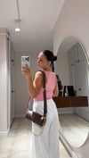 Pembe Halter Yaka Crop Bluz 