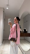 Pembe İnce Çizgili Düğmeli Gömlek