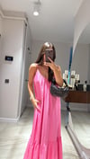 Pembe İp Askılı Bol Kesim Elbise