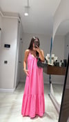 Pembe İp Askılı Bol Kesim Elbise