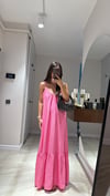 Pembe İp Askılı Bol Kesim Elbise
