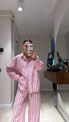 Pembe Kahverengi Çizgili  Ravi Poplin Gömlek 