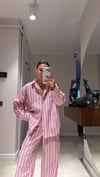 Pembe Kahverengi Çizgili  Ravi Poplin Gömlek 