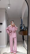 Pembe Kahverengi Çizgili Ravi Poplin Pantolon