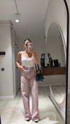 Pembe Kar Yıkamalı Kesik Paça Jean