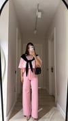 Pembe Kare Cep Detaylı Kesik Paça Marka Model Jean