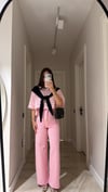 Pembe Kare Cep Detaylı Kesik Paça Marka Model Jean