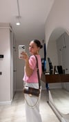 Pembe Kendinden Desenli Ajurlu Kısa Kol Bluz