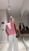 Pembe Kendinden Desenli Ajurlu Kısa Kol Bluz
