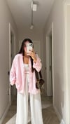 Pembe Kendinden Desenli Transparan Gömlek