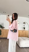 Pembe Kendinden Desenli Transparan Gömlek