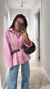 Pembe Kendinden Kemerli Balon Gömlek 