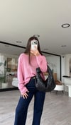 Pembe Kendinden Yakalı Triko Kazak