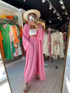 Pembe Keten Şalvar Pantolon