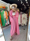 Pembe Keten Şalvar Pantolon
