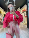 Pembe Kısa Büzgülü Gömlek