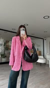 Pembe Kruvaze Yaka Tüvit Blazer Ceket 
