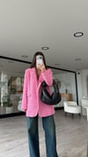 Pembe Kruvaze Yaka Tüvit Blazer Ceket 