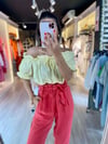 Pembe Kuşaklı Keten Pantolon