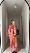 Pembe Ön Bağlamalı Desenli Bluz Pantolon Takım
