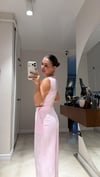 Pembe Ön Bağlamalı Keten Crop Takım