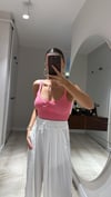 Pembe Ön Bağlamalı Triko Atlet