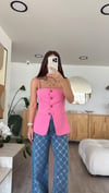 Pembe Ön Düğmeli İp Askılı Marka Model Yelek
