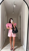 Pembe Ön Pileli Kemerli Şort