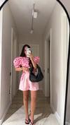Pembe Ön Pileli Kemerli Şort