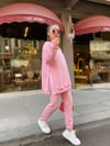 Pembe Paça Lastikli Şardonlu Eşofman