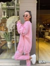 Pembe Paça Lastikli Şardonlu Eşofman