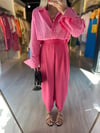 Pembe Pile Detaylı Bombeli Pantolon 
