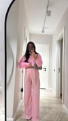 Pembe Pileli Premium Palazzo Pantolon
