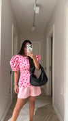 Pembe Puantiyeli Balon Kol Bluz