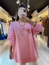 Pembe Ravi Oversize Basic Sweat