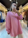 Pembe Ravi Oversize Basic Sweat