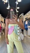 Pembe Renk Bloklu Düğmeli Bluz 
