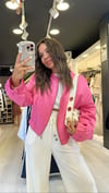 Pembe Saten Marka Model Bomber Ceket 
