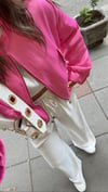 Pembe Saten Marka Model Bomber Ceket 
