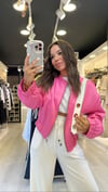 Pembe Saten Marka Model Bomber Ceket 