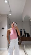 Pembe Sırt Dekolteli Bağlamalı Bluz