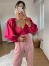 Pembe Sırt Dekolteli Bluz