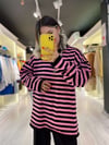 Pembe Siyah Çizgili Triko 