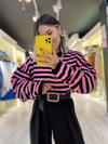 Pembe Siyah Çizgili Triko 