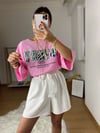 Pembe Start Baskılı Tshirt