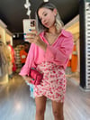Pembe Tek Cep Detaylı Oversize Gömlek 